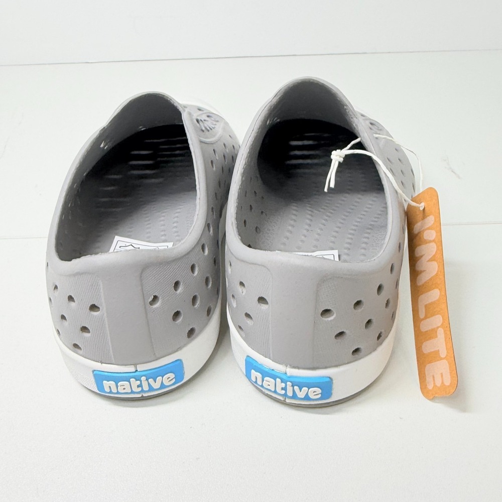 Native Jefferson Kids C9 Pigeon Grey Shell White Sneakers Slip On Water Shoes - Picture 4 of 8